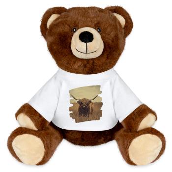 Bovins écossais des Highlands - Nounours RecycelBär® marron - blanc - Devant