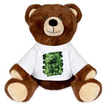 St Patricks day Katze - MiniFeet® RecycelBär® Braun - Weiß - Vorne
