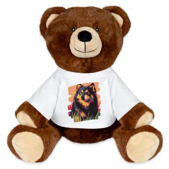 Finnish Lapphund - MiniFeet® RecycelBär® Teddy Bear Brown - white - Front