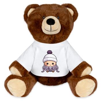 Oktopus Winter Tier Baby Comic - MiniFeet® RecycelBär® Braun - Weiß - Vorne
