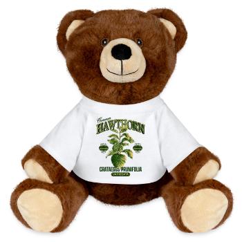 Common Hawthorn Botanical Art - MiniFeet® RecycelBär® Teddy Bear Brown - white - Front