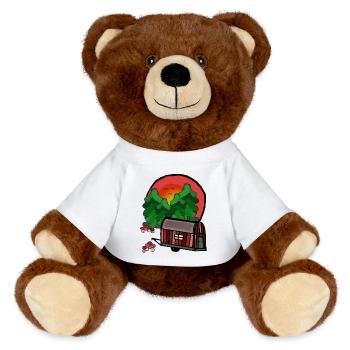 Construction Trailer Nature Ready for Holiday Camping Camping - MiniFeet® RecycelBär® Teddy Bear Brown - white - Front