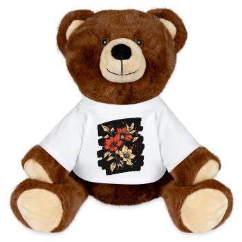 Frühling Frühlingsanfang Blume Blumen - MiniFeet® RecycelBär® Braun - Weiß - Vorne