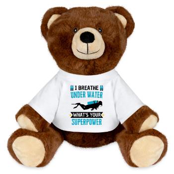 Tacher Spruch Schnorchel Tiefseetauchen - MiniFeet® RecycelBär® Braun - Weiß - Vorne