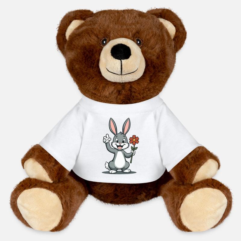 Funny Easter Bunny Cute Bunny Easter - MiniFeet® RecycelBär® Teddy Bear Brown - white