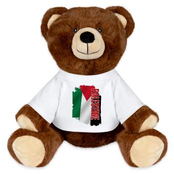 Vertical Palestinian Flag, Palestinian Master - MiniFeet® RecycelBär® Teddy Bear Brown - white - Front