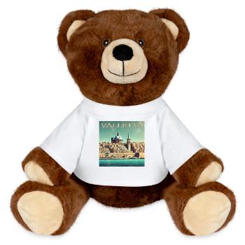 Retro Malta Valletta Port City Sunbeams - MiniFeet® RecycelBär® Teddy Bear Brown - white - Front