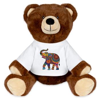 Elefant Rüsseltier Afrika Safari Wildnis Elefanten - MiniFeet® RecycelBär® Braun - Weiß - Vorne