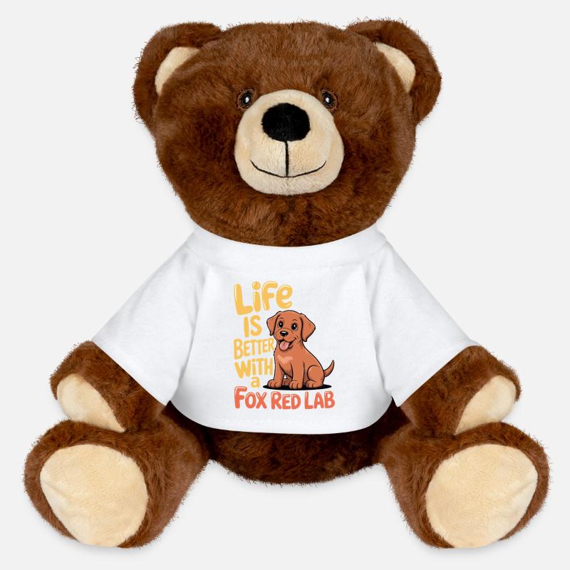 Life is better with a Fox Red Lab - MiniFeet® RecycelBär® Teddy Bear Brown - white