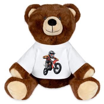 Motocross - MiniFeet® RecycelBär® Teddy Bear Brown - white - Front