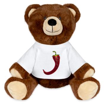 Chili Chili Pepper Costume Hot Pepper - MiniFeet® RecycelBär® Teddy Bear Brown - white - Front