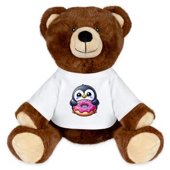 Süßer Pinguin Cartoon Donut Dessert Gebäck - MiniFeet® RecycelBär® Braun - Weiß - Vorne