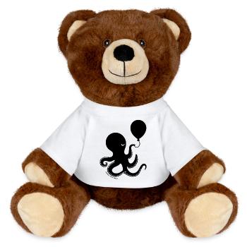 Cursed Octopus – Unhinged Dark Humor Sea Creature  - MiniFeet® RecycelBär® Braun - Weiß - Vorne