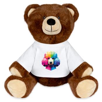 Caniche coloré de style polygonal géométrique - Nounours RecycelBär® marron - blanc - Devant