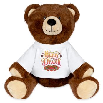 Happy Diwali Lights Rangoli - MiniFeet® RecycelBär® Teddy Bear Brown - white - Front