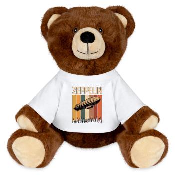 Zeppelin Airship Retro Vintage - MiniFeet® RecycelBär® Teddy Bear Brown - white - Front