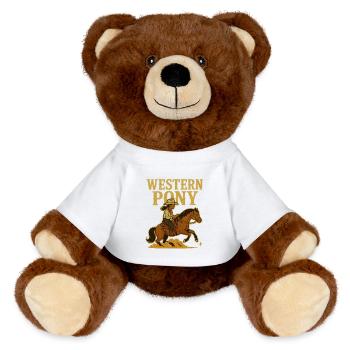 Western Pony Rider - MiniFeet® RecycelBär® Braun - Weiß - Vorne