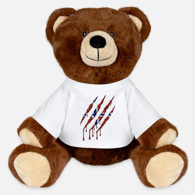 Norway Claw Norge Drapeau Scratch Mark - Nounours RecycelBär® marron - blanc