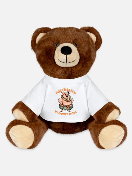 Polynesisch Urlaub Mode Exotisch Tropisch Stil - MiniFeet® RecycelBär® Braun - Weiß