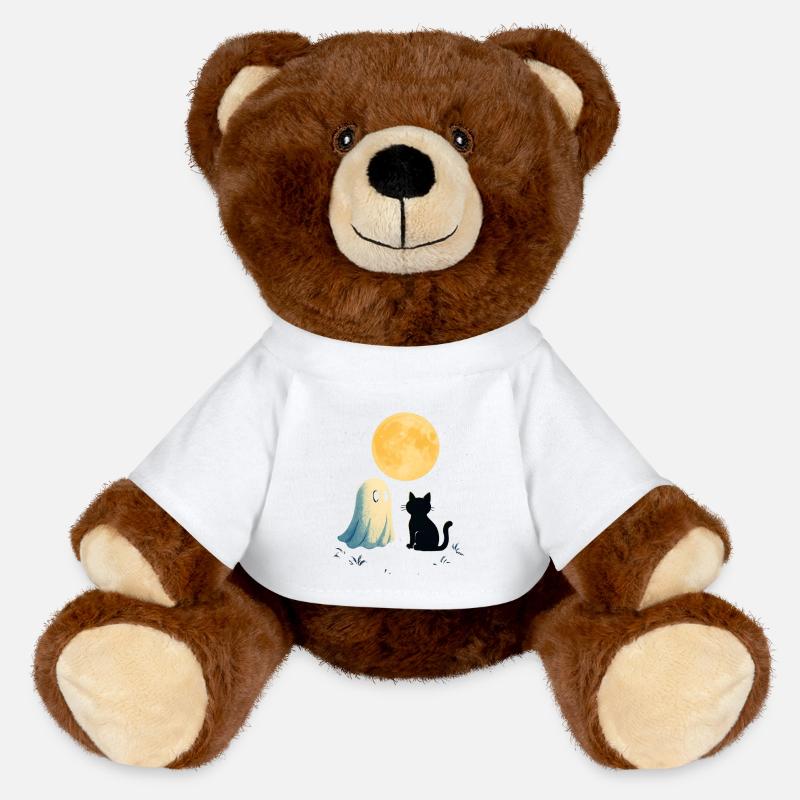 Moonlit Night Ghosts Cat - MiniFeet® RecycelBär® Teddy Bear Brown - white