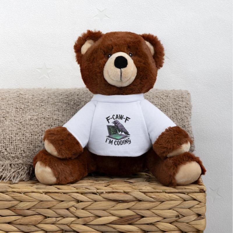 RabenCoder: Code Raven am Laptop MiniFeet® RecycelBär® Braun
