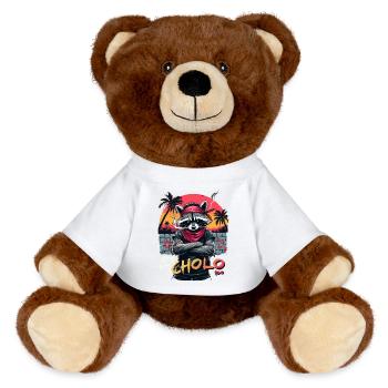 Waschbär Rebell im Bandana Streetstyle - MiniFeet® RecycelBär® Braun - Weiß - Vorne