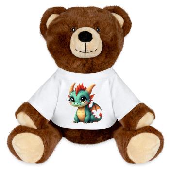 Niedlicher Babydrache - MiniFeet® RecycelBär® Braun - Weiß - Vorne