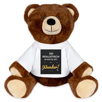 Sei realistisch – erwarte ein Wunder! - MiniFeet® RecycelBär® Braun - Weiß - Vorne