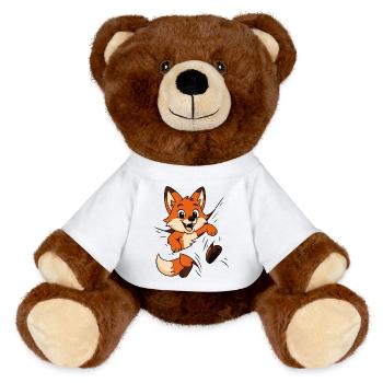 Süßer Comic Fuchs – Kinder & Tierliebhaber Motiv - MiniFeet® RecycelBär® Braun - Weiß - Vorne