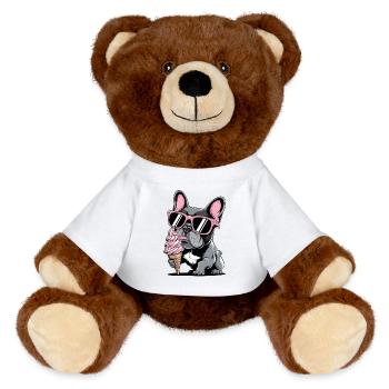  Französische Bulldogge Mit Eiscreme Und - MiniFeet® RecycelBär® Teddy Bear Brown - white - Front