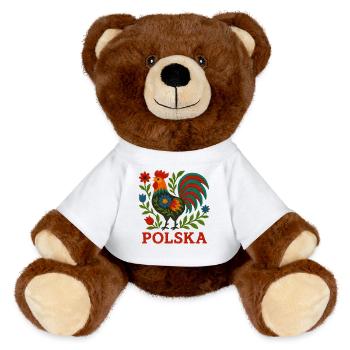 Polska Folk Embroidery Rooster - MiniFeet® RecycelBär® Teddy Bear Brown - white - Front