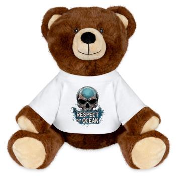 Diver Ocean Diving Respect - MiniFeet® RecycelBär® Braun - Weiß - Vorne