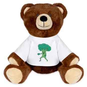 Broco Lee Broco Lee Broccoli Arts martiaux Kung Fu Jun de mots - Nounours RecycelBär® marron - blanc - Devant