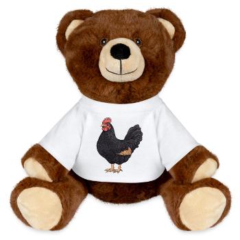 Illustration du Coq Noir - Nounours RecycelBär® marron - blanc - Devant