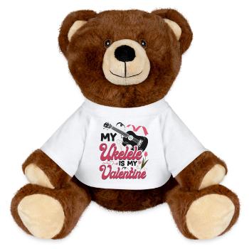 Hawaiian Ukulele Uke Valentines - MiniFeet® RecycelBär® Teddy Bear Brown - white - Front