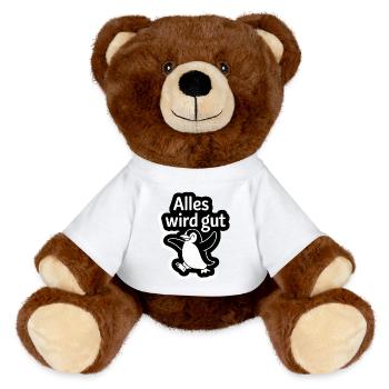  Alles Wird Gut Lustiger Pinguin Motivations - MiniFeet® RecycelBär® Braun - Weiß - Vorne