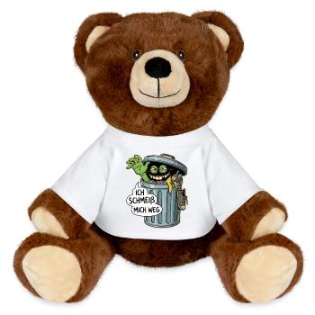 Trash Monster: Ich schmeiß mich weg - MiniFeet® RecycelBär® Braun - Weiß - Vorne