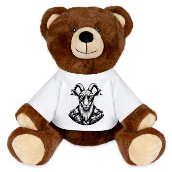 Chèvre cool avec des lunettes de soleil – Art au trait - Nounours RecycelBär® marron - blanc - Devant