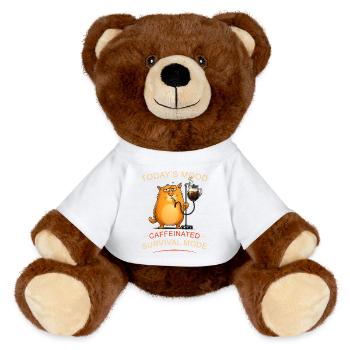 Chat du café en mode survie - Nounours RecycelBär® marron - blanc - Devant