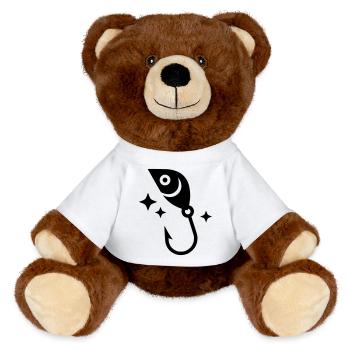 Fishing Lure Spoon Hook Luck Vector - MiniFeet® RecycelBär® Teddy Bear Brown - white - Front