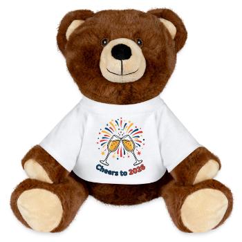 Prost auf das Design der Feuerwerksfeier 2026 - MiniFeet® RecycelBär® Braun - Weiß - Vorne