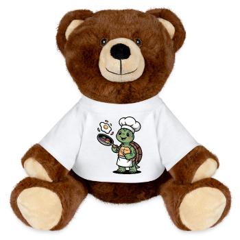 Tortue de cuisine avec chapeau de chef - Nounours RecycelBär® marron - blanc - Devant