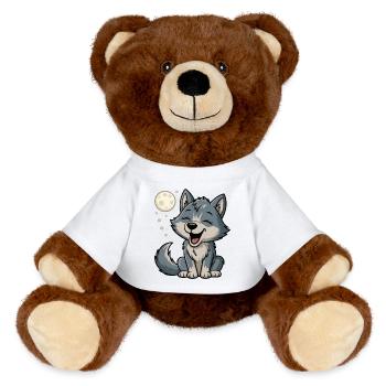 Moonlight Wolf Cuddle - MiniFeet® RecycelBär® Teddy Bear Brown - white - Front