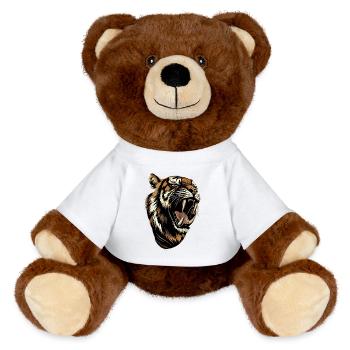 Säbelzahntiger Smilodon Raubkatze Säbelzahn Tiger - MiniFeet® RecycelBär® Braun - Weiß - Vorne