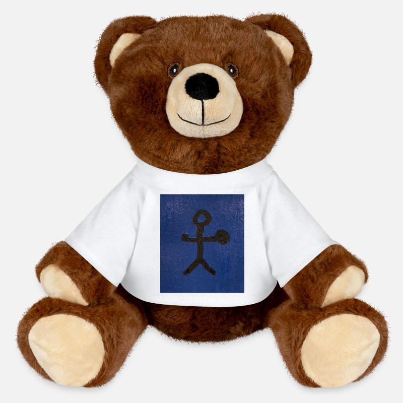 Shaman with drum - MiniFeet® RecycelBär® Teddy Bear Brown - white