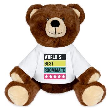 Stars rétro du meilleur colocataire du monde - Nounours RecycelBär® marron - blanc - Devant