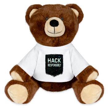 Cybersicherheit: Hack-Verantwortung - MiniFeet® RecycelBär® Braun - Weiß - Vorne