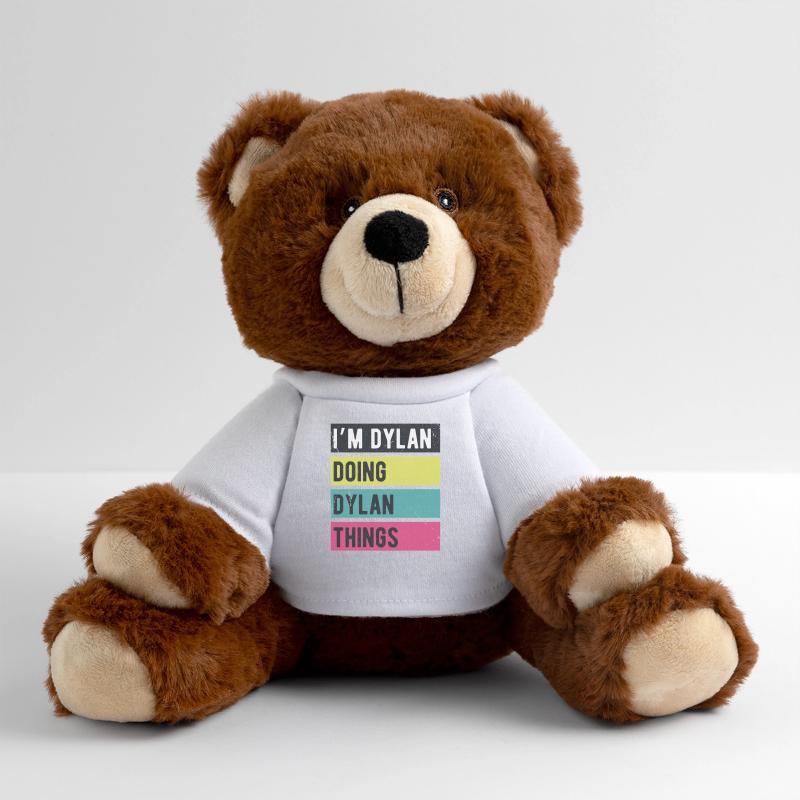 I’m Dylan Doing Dylan Things Retro Colors MiniFeet® RecycelBär® Teddy Bear Brown