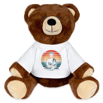 Bouddha Coucher de soleil rétro - Nounours RecycelBär® marron - blanc - Devant