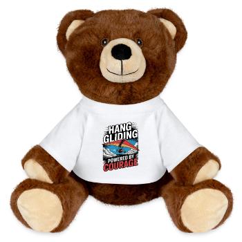 Drachenflieger Hängegleiter Luftsport Enthusiasten - MiniFeet® RecycelBär® Braun - Weiß - Vorne